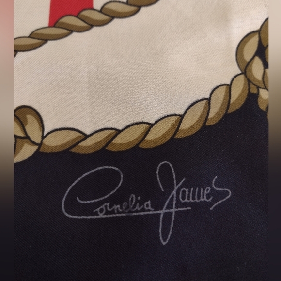Authentic Cornelia James Nautical Scarf 35" Square - Picture 4 of 8